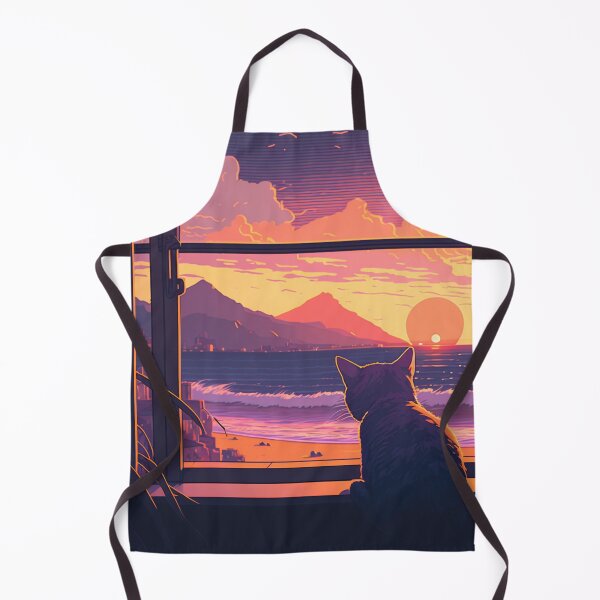 Item preview, Gato al atardecer de baja fidelidad designed and sold by ArtMadeByAI.