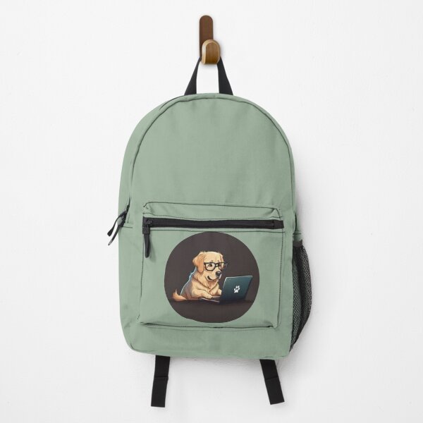 Item preview, Golden Retriever dog working on laptop designed and sold by salarkoshop.