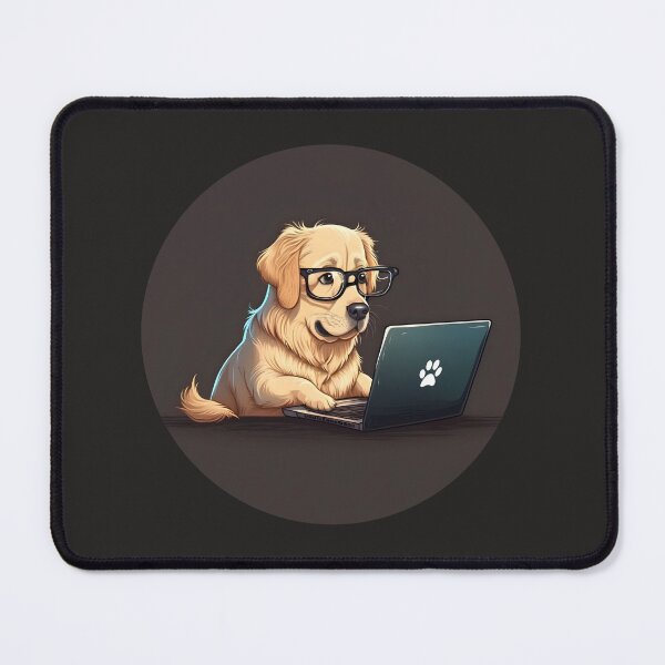 Item preview, Golden Retriever dog working on laptop designed and sold by salarkoshop.