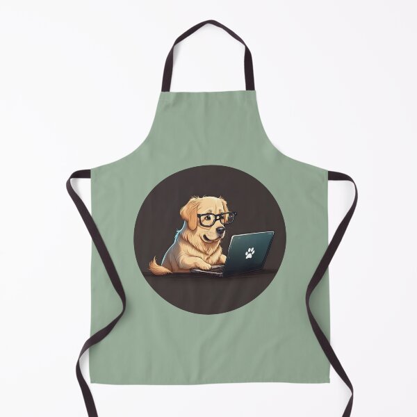 Item preview, Golden Retriever dog working on laptop designed and sold by salarkoshop.