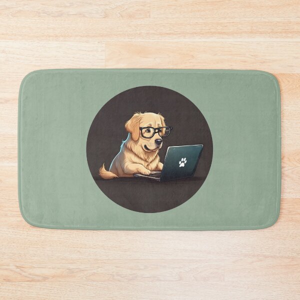 Item preview, Golden Retriever dog working on laptop designed and sold by salarkoshop.