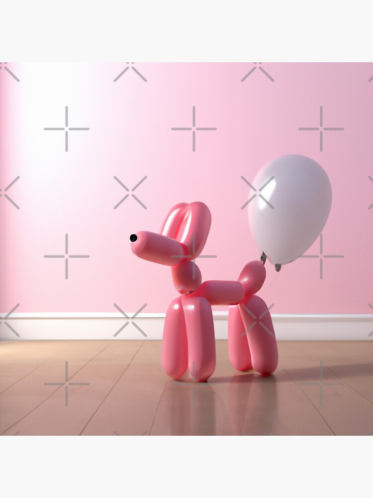 3D Render of a small pink balloon dog in a light pink room | Art Board Print