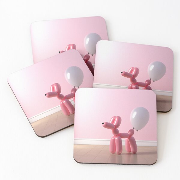 Item preview, 3D Render of a small pink balloon dog in a light pink room designed and sold by Zirrko.
