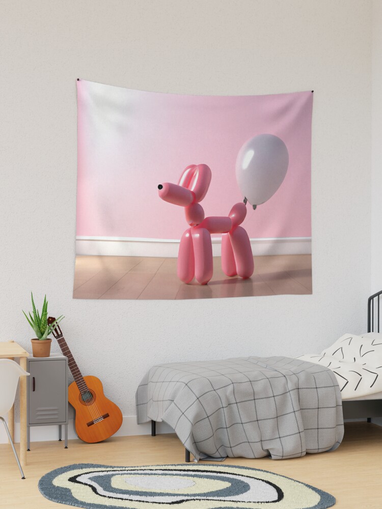 3D Render of a small pink balloon dog in a light pink room Tapestry for  Sale by Zirrko