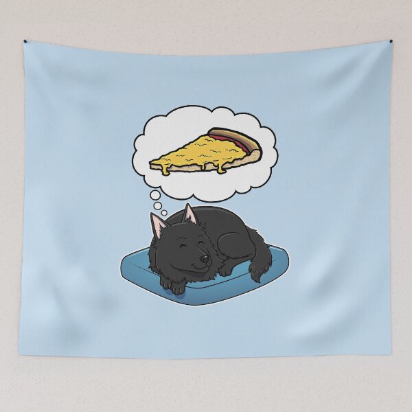 Item preview, Belgian Sheepdog dreaming about Cheese Pizza designed and sold by DoggieDelights.
