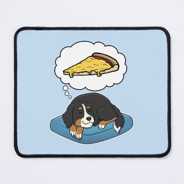 Aperçu de l'œuvre Bernese Mountain Dog dreaming about Cheese Pizza créée et vendue par DoggieDelights.