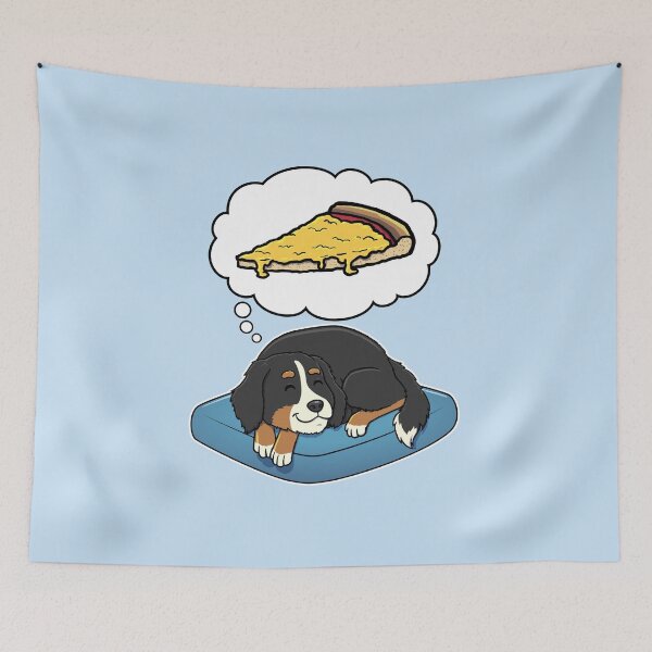 Artikelvorschau, Bernese Mountain Dog dreaming about Cheese Pizza entworfen und verkauft von DoggieDelights.