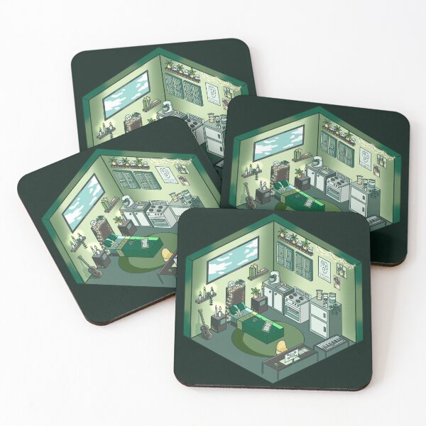 Item preview, Isometric room- Green dark academia designed and sold by ReinaMer.