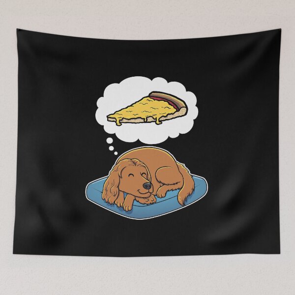 Aperçu de l'œuvre English Cocker Spaniel dreaming about Cheese Pizza créée et vendue par DoggieDelights.