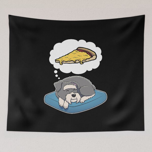 Item preview, Miniature Schnauzer dreaming about Cheese Pizza designed and sold by DoggieDelights.