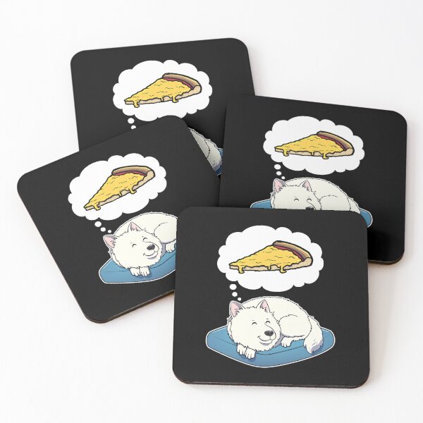 Item preview, Samoyed dreaming about Cheese Pizza designed and sold by DoggieDelights.
