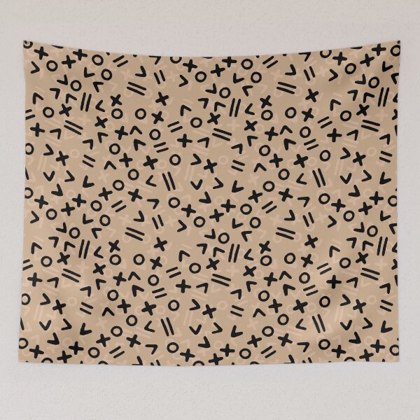 Item preview, Tan & Black Geometric Shapes 1980s 1990s Gen X designed and sold by GypsyGoonDesign.