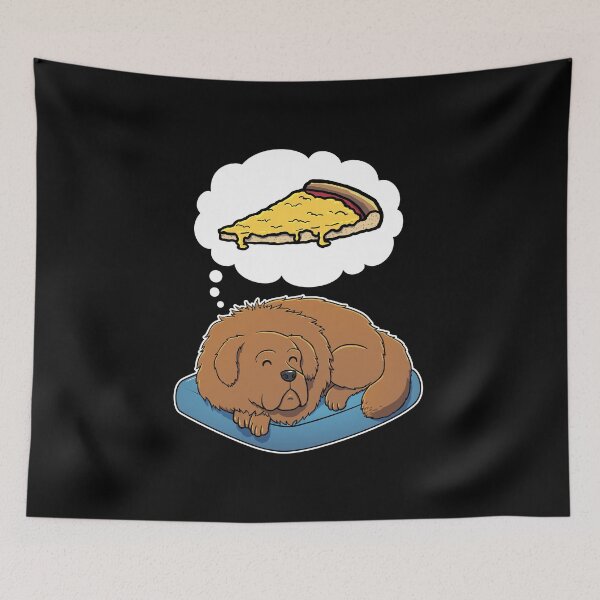 Item preview, Tibetan Mastiff dreaming about Cheese Pizza designed and sold by DoggieDelights.