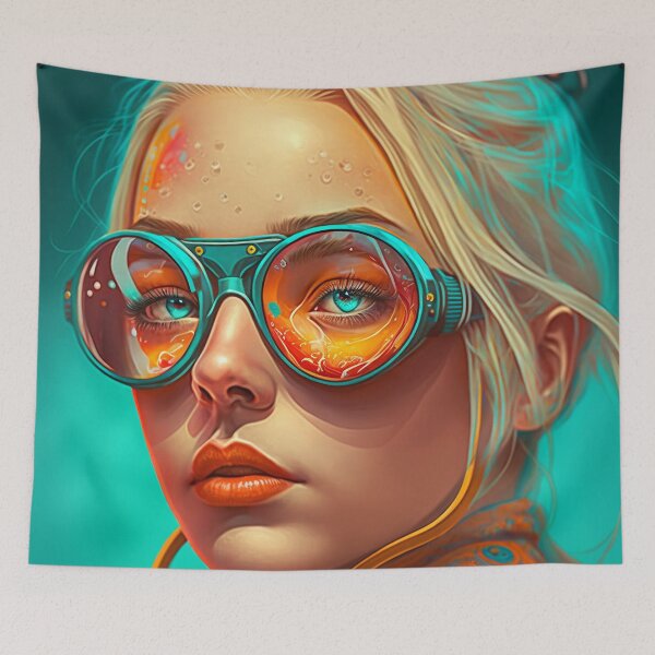 Item preview, Woman Wearing Goggles, Pop Art, Wall Art designed and sold by BySpinny.