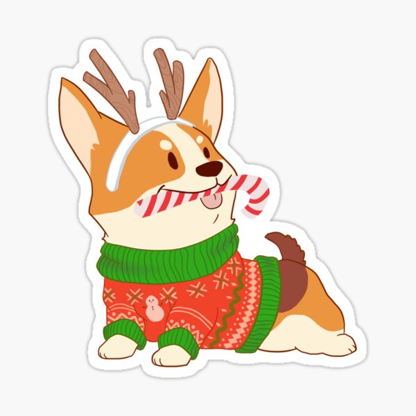 Aperçu de l'œuvre Noël Corgi! créée et vendue par porkyychop.
