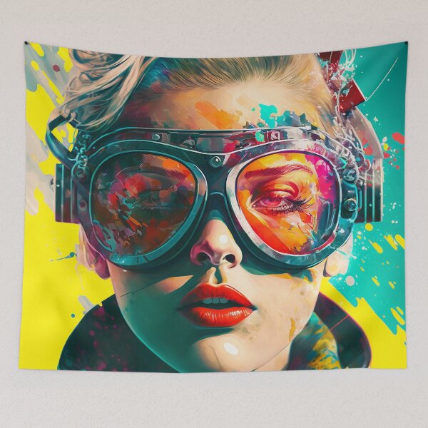 Item preview, Woman Wearing Goggles, Pop Art, Wall Art designed and sold by BySpinny.