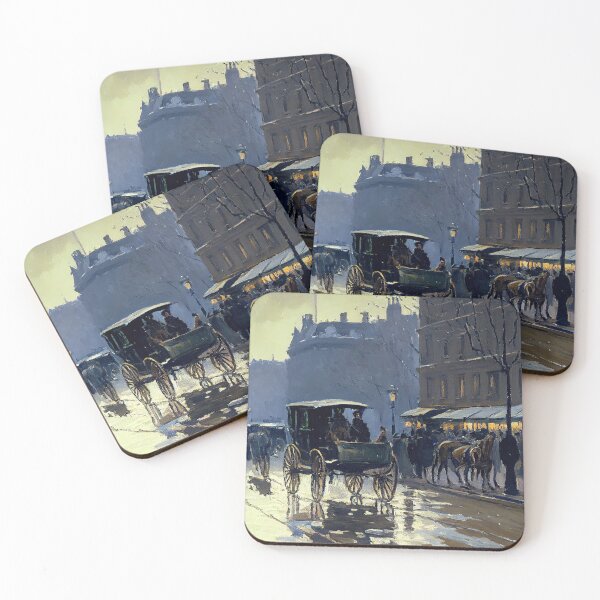 Item preview, The Energetic City Life - Painting of a Busy Urban Scene with Carriages, People, and Buildings in Quick Bold Brushstrokes, Inspired by Monet's The Boulevard des Capucines" designed and sold by ottaringi.