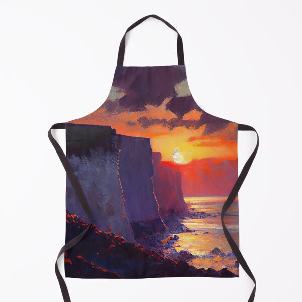 Item preview, Vibrant Sunset on the Cliff - Painting of a Cliff Face with Play of Light and Shadow in Impressionistic Brushstrokes, Inspired by Monet's Cliff Walk at Pourville designed and sold by ottaringi.