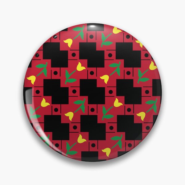 Item preview, 1920s 1930s Art Deco Geometric Yellow Dutch Tulip Flower on Red  designed and sold by GypsyGoonDesign.