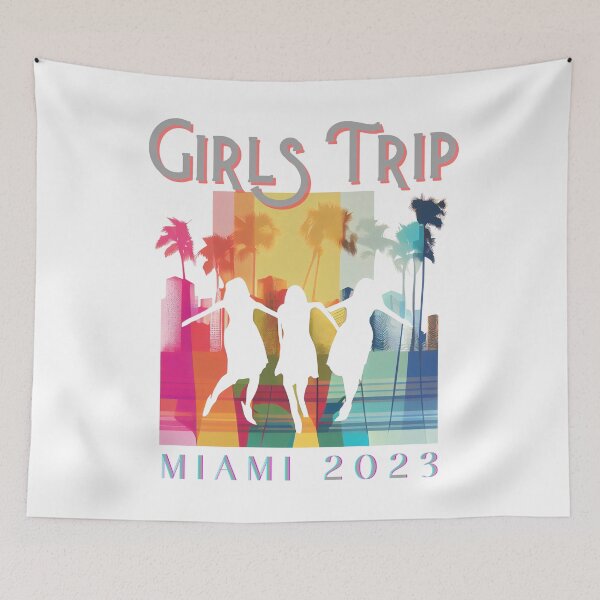 Item preview, Girls Trip, Miami, 2023 - design a visually appealing graphic for a girls trip, featuring a bachelorette party, bridal party celebrating a fun-filled girls weekend in Miami designed and sold by TourDePassion.