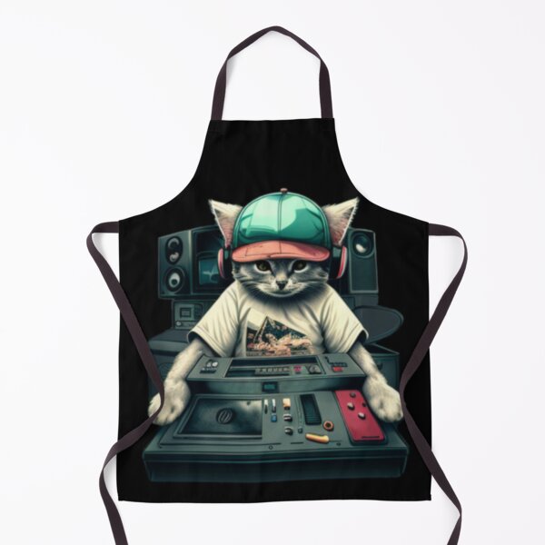 Item preview, DJ cat in a baseball cap playing on the console designed and sold by Diamaber.