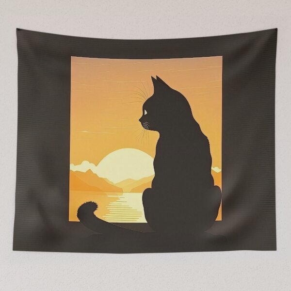 Item preview, cat looking at sunset designed and sold by Chillapy.