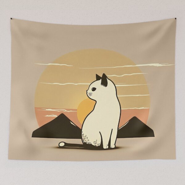 Item preview, cat looking at sunset designed and sold by Chillapy.