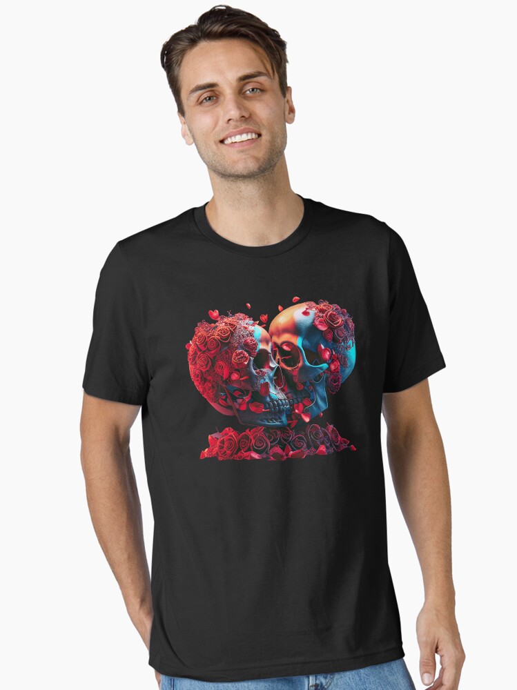 Thumbnail 2 of 7, Essential T-Shirt, Valentine Day Skulls designed and sold by POST-VANITAS.