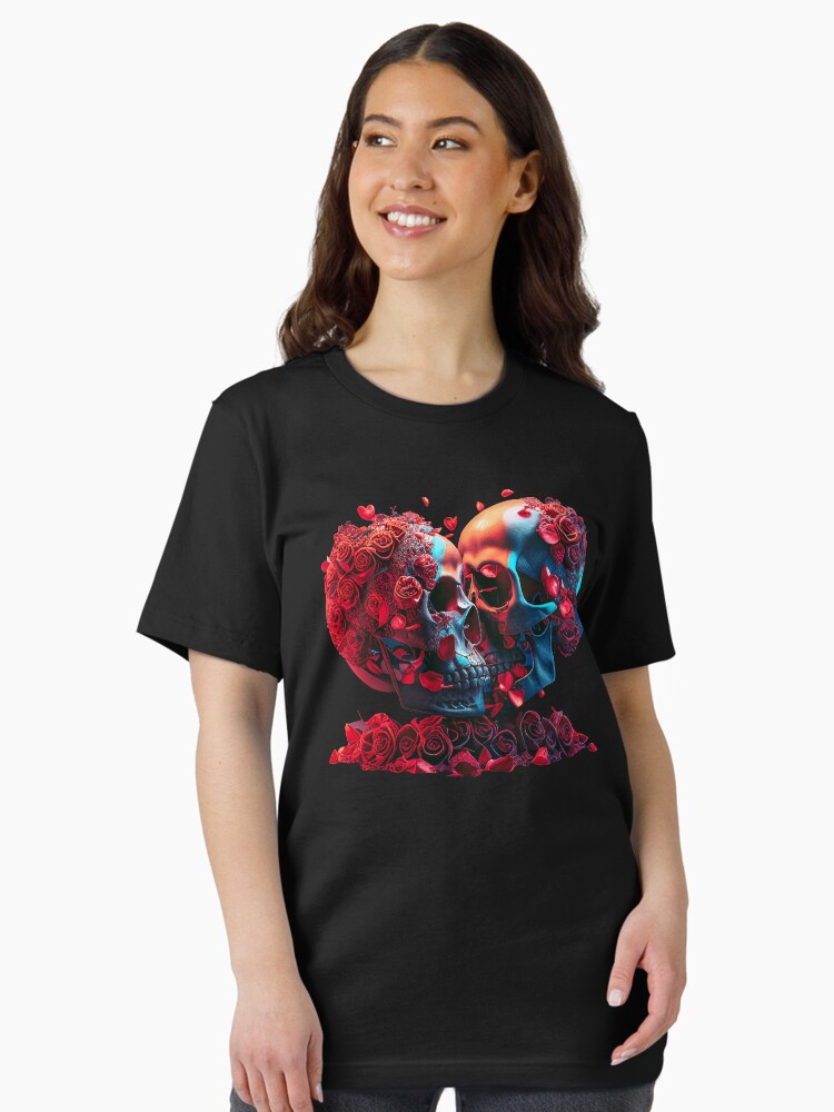 Thumbnail 1 of 7, Essential T-Shirt, Valentine Day Skulls designed and sold by POST-VANITAS.