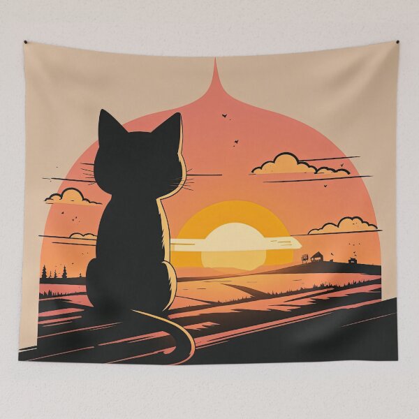 Item preview, cat looking at sunset designed and sold by Chillapy.