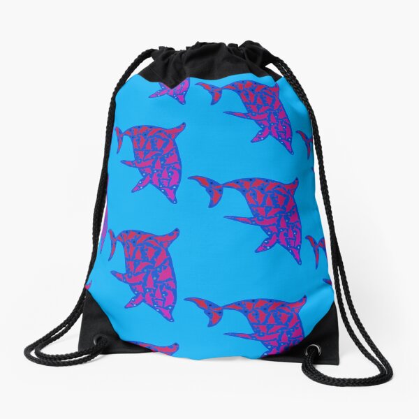 Delfine im Delfin / Dolphins in Dolphin V12 Drawstring Bag