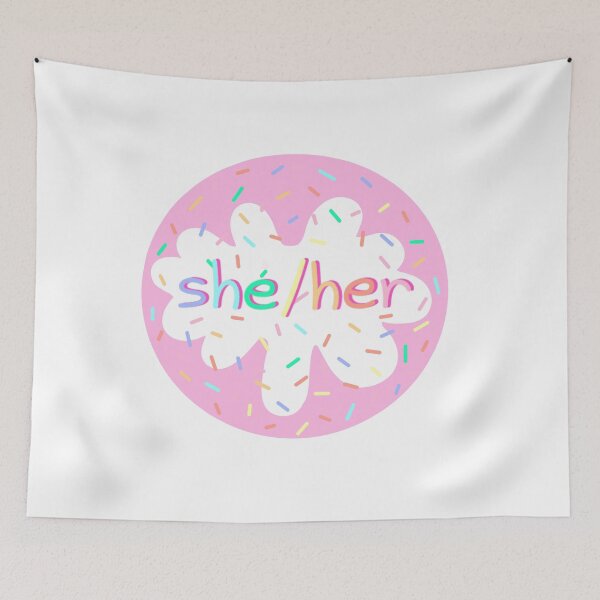 Item preview, Birthday Cake She/Her Pronoun Pin designed and sold by casserolestan.