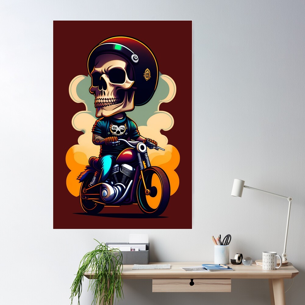 Badass Vintage Biker Skull - Cool Motorcycle Or Funny Helmet