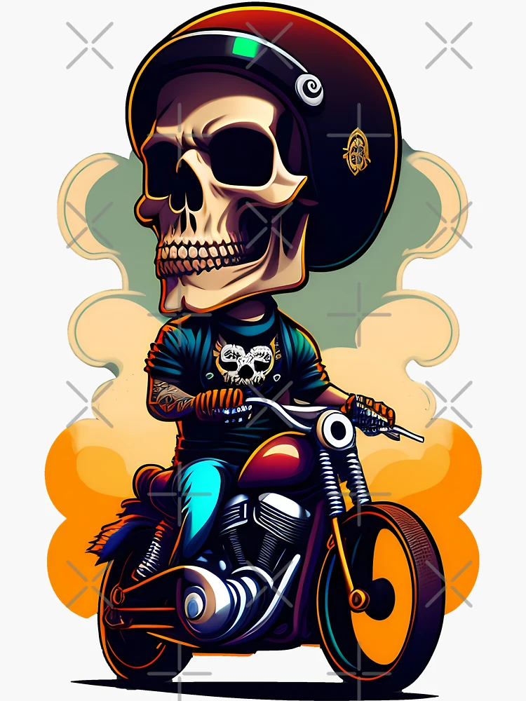 Badass Vintage Biker Skull - Cool Motorcycle Or Funny Helmet Design - Gift  For Any Motorbike Lover Lover | Sticker