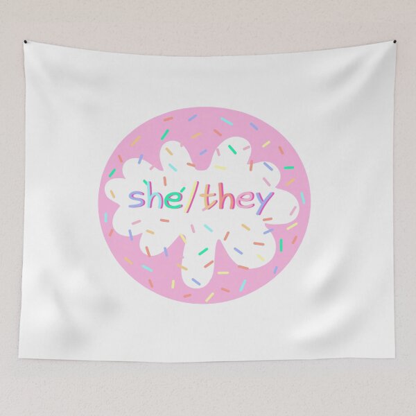Item preview, Birthday Cake She/They Pronoun Pin designed and sold by casserolestan.