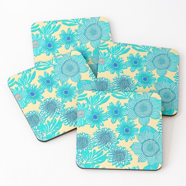 Item preview, TURQUOISE FLOWERS  designed and sold by RetroPlaceee.