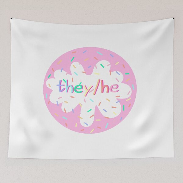Item preview, Birthday Cake They He Pronoun Pin designed and sold by casserolestan.
