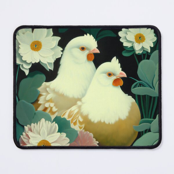 Item preview, Two Darling Chickens in a Flower Garden - New Mexico Folk Art Style designed and sold by newnomads-art.