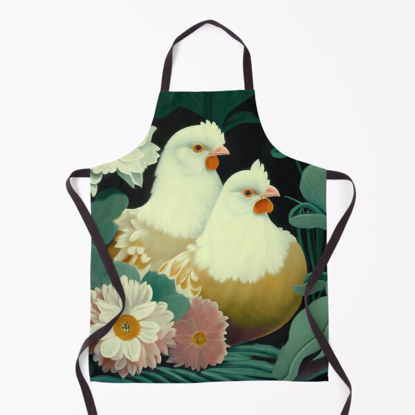 Item preview, Two Darling Chickens in a Flower Garden - New Mexico Folk Art Style designed and sold by newnomads-art.