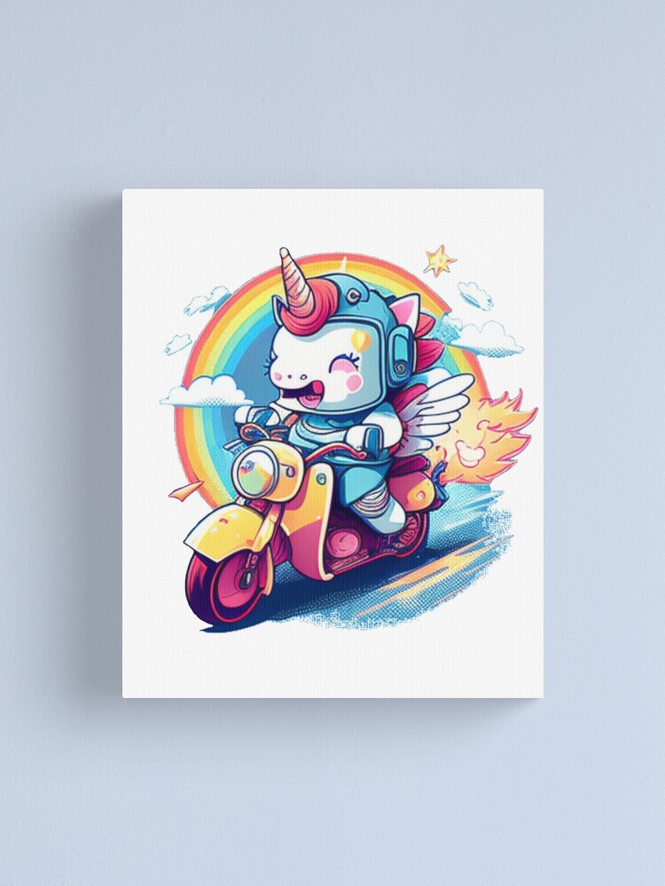 Happy Unicorn Biker Motorcycle Club Canvas Print for Sale by TheWildFlix