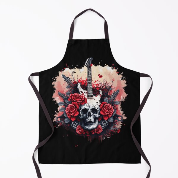 Item preview, Guitar with Skull and Roses designed and sold by RetroManiaCo.