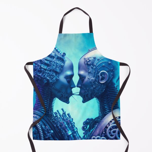 Item preview, Robots in Love on a frozen blue background designed and sold by Simone Davino.