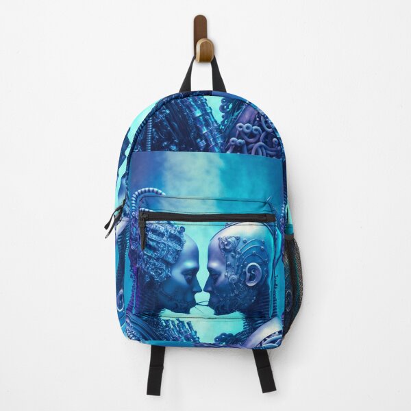 Item preview, Robots in Love on a frozen blue background designed and sold by Simone Davino.