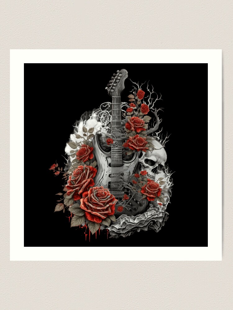 アート・デザイン・音楽 Robert & Ethel Scull Guitar with Skull and Roses