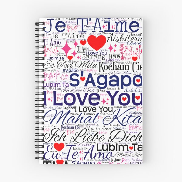 Item preview, I Love You In Different Languages with Hearts and Flower Doodles designed and sold by frankie5368.