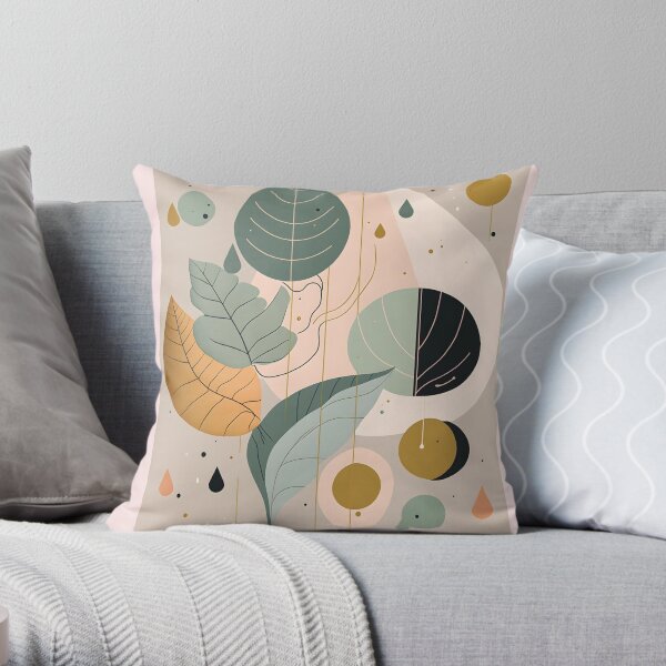 Minimalist Paint Leaves and Dreams v2 Throw Pillow