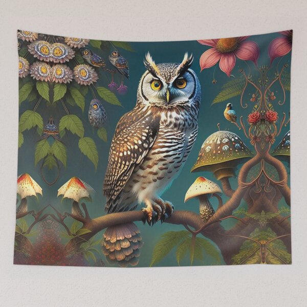 Item preview, an owl with mushrooms, owl designed and sold by SBlagojevic.