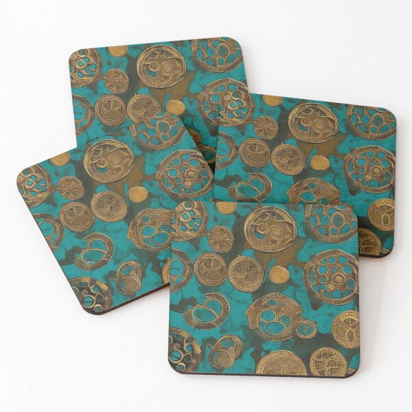 Item preview, Pattern, Coins Green Gold Silver Circles and gears designed and sold by Canadamarsworks.