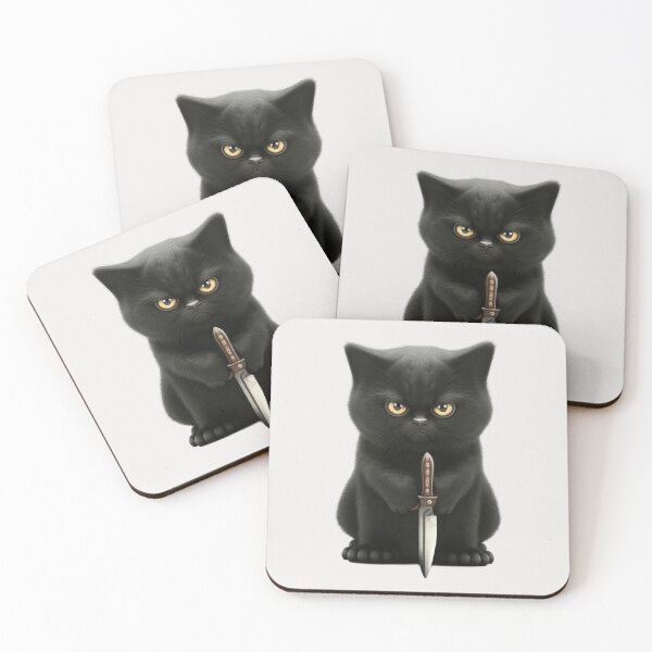 Item preview, angry black cat with a knife designed and sold by sammgdesign.