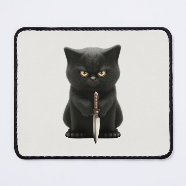 Item preview, angry black cat with a knife designed and sold by sammgdesign.